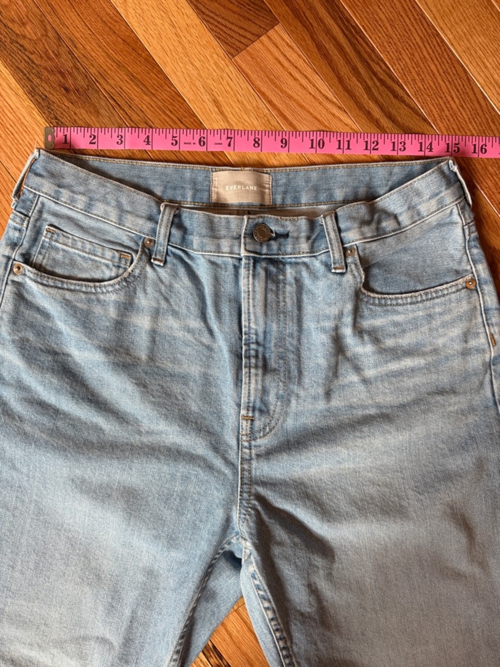 Everlane Light Wash High-Rise Straight Jeans - Light Blue Denim